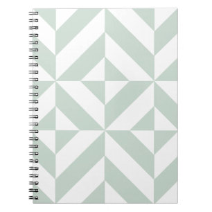 Cool Mint Geometric Deco Cube Pattern Spiral Notebook