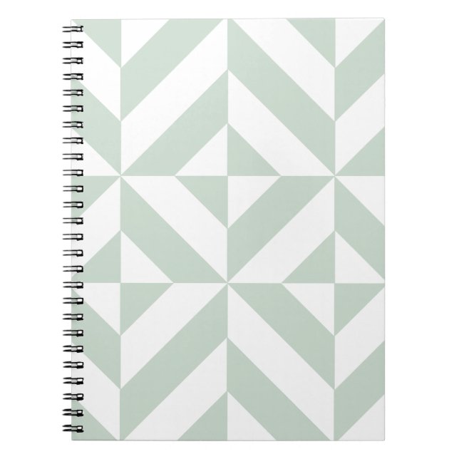 Cool Mint Geometric Deco Cube Pattern Spiral Notebook (Front)