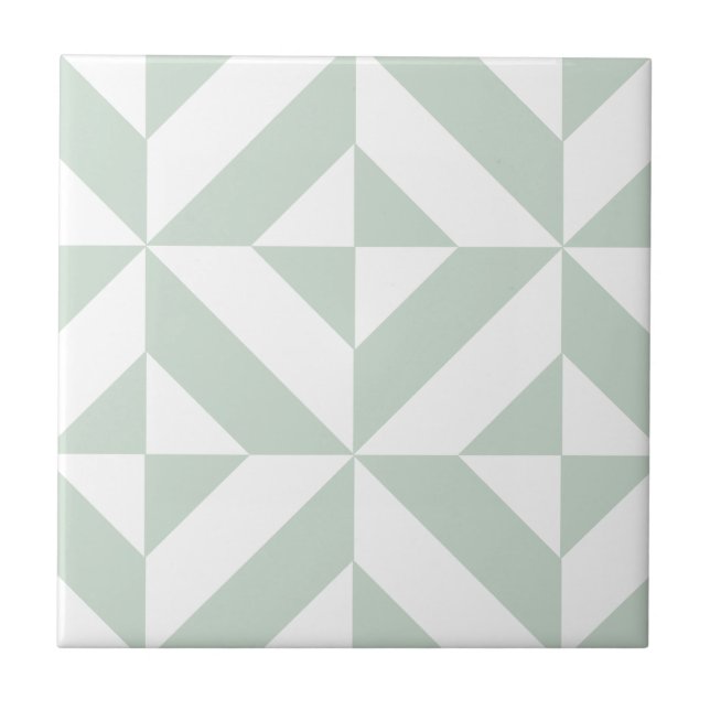 Cool Mint Geometric Deco Cube Pattern Tile (Front)