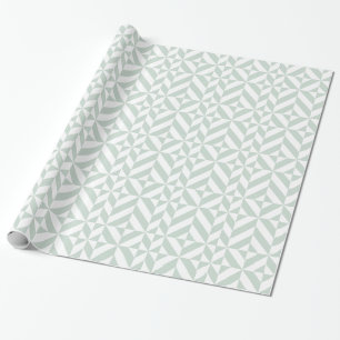 Cool Mint Geometric Deco Cube Pattern Wrapping Paper
