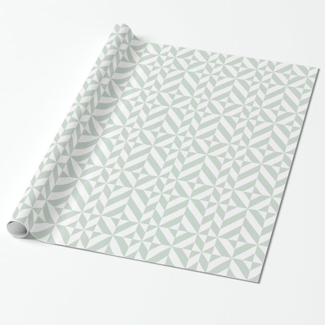 Cool Mint Geometric Deco Cube Pattern Wrapping Paper (Unrolled)