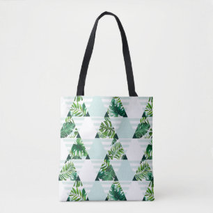 Cool Mint Green Tropical Triangles Pattern Tote Bag