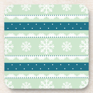 Cool Mint Green White Christmas Pattern Coaster