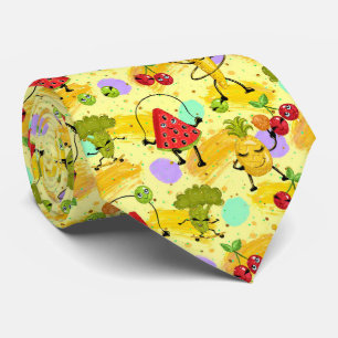 Cool mixed fruit and vegetables tiled pattern tie