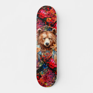 Cool Mixed Media Colourful Bear Pattern Skateboard