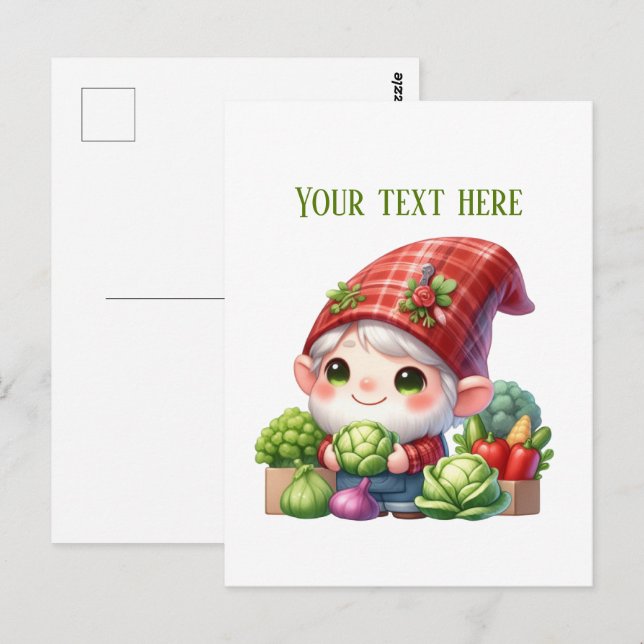 Cool mixed vegetable gnome customisable  postcard (Front/Back)