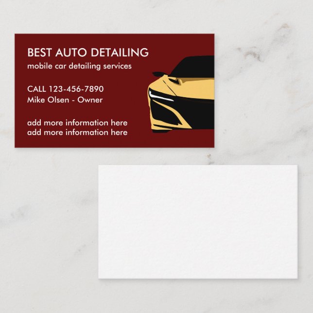 Cool Mobile Car Detailing Business Card (Front/Back)
