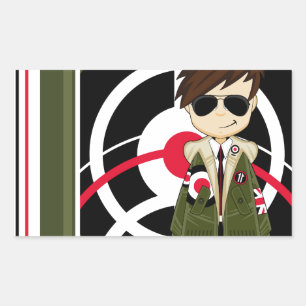 Cool Mod Boy in Parka Rectangular Sticker