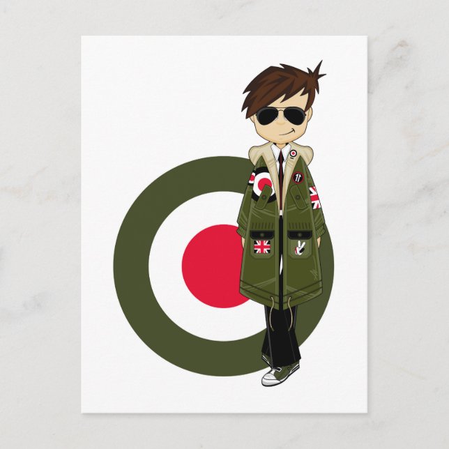 Cool Mod in Parka and Sunglasses Postcard (Front)