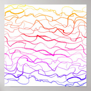 cool modern abstract colourful wavy painted lines poster