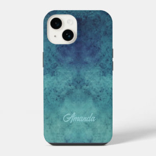 Cool Modern Aqua Blue and Purple Abstract iPhone 14 Case
