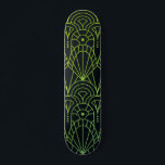 Cool Modern Art Deco Green Black Pattern Skateboard<br><div class="desc">Cool Modern Art Deco Green Black Pattern Skateboard features a green art deco pattern on a black background. Designed by ©Evco Studio www.zazzle.com/store/evcostudio</div>