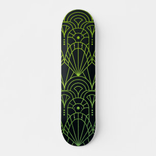 Cool Modern Art Deco Green Black Pattern Skateboard