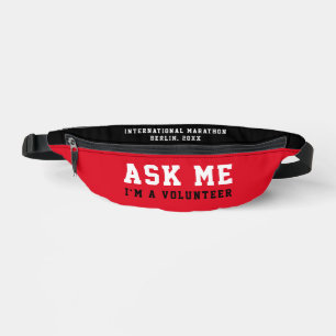 Cool Modern Ask Me Red Black White Volunteer Help Bum Bags
