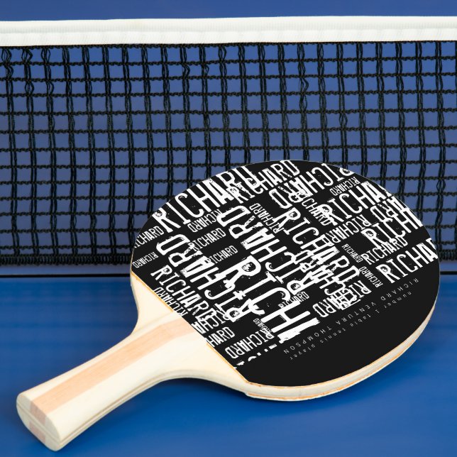 Cool / modern b/w table-tennis-paddle with name ping pong paddle (Insitu)