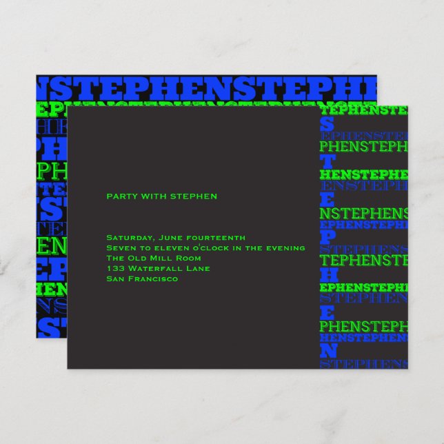 Cool Modern Bar Mitzvah Reception Stephen Invitation (Front/Back)
