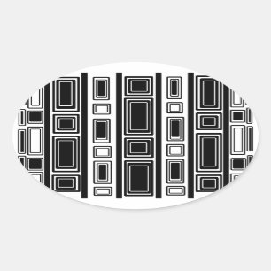 Cool modern black and white rectangle design oval sticker