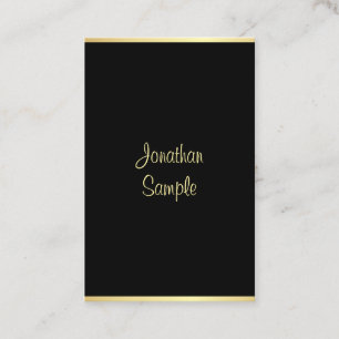 Cool Modern Black Gold Hand Script Personalised Business Card