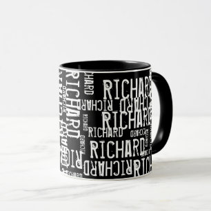 cool & modern black & white name typography mug