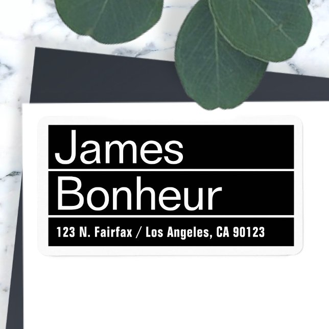 Cool Modern Black & White Return Address Label (Creator Uploaded)