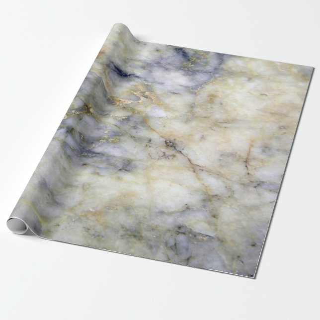 Cool Modern Blue Marble Stone Texture Wrapping Paper (Unrolled)