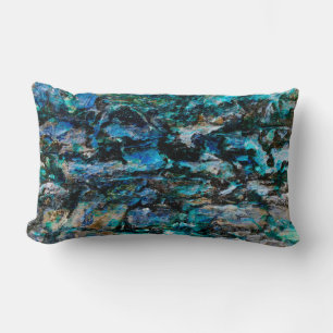 Cool, modern blue paint old wall grunge art design lumbar cushion