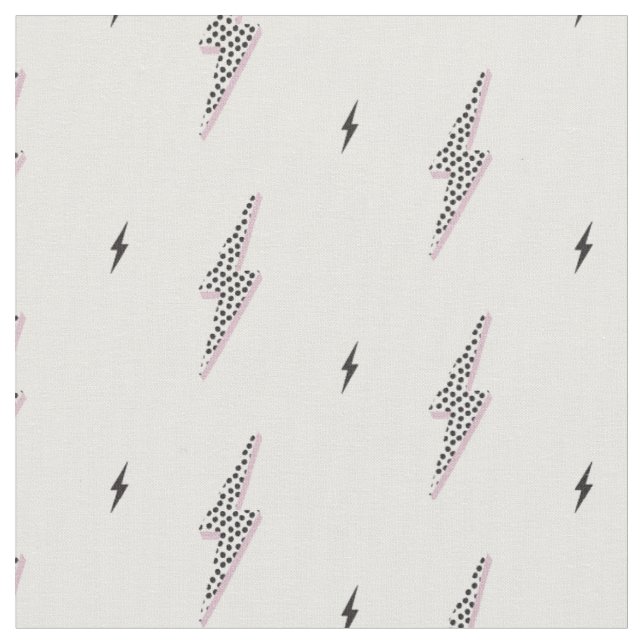 Cool modern bolt power sign white neutral  fabric (Close Up)
