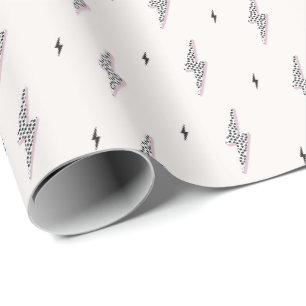 Cool modern bolt power sign white neutral  wrapping paper