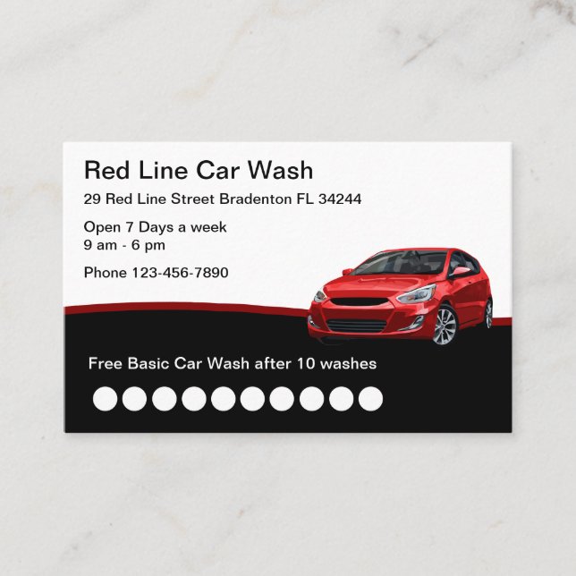 Cool Modern Car Wash Design Business Card (Front)