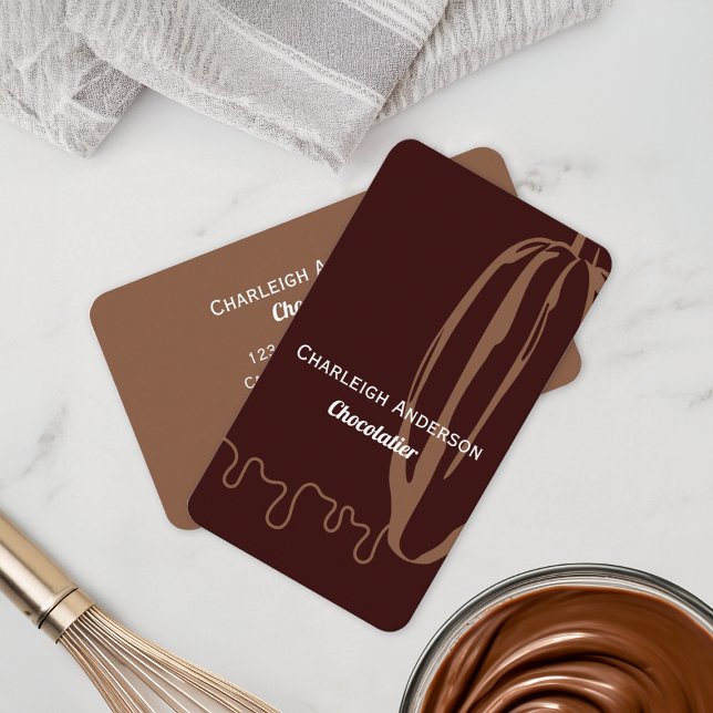 Cool Modern Cocoa Pod Chocolate Shop Chocolatier Business Card (Creator Uploaded)