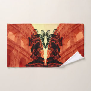 Cool modern collage of historical Rome in red Hand Towel