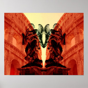 Cool modern collage of historical Rome in red Poster