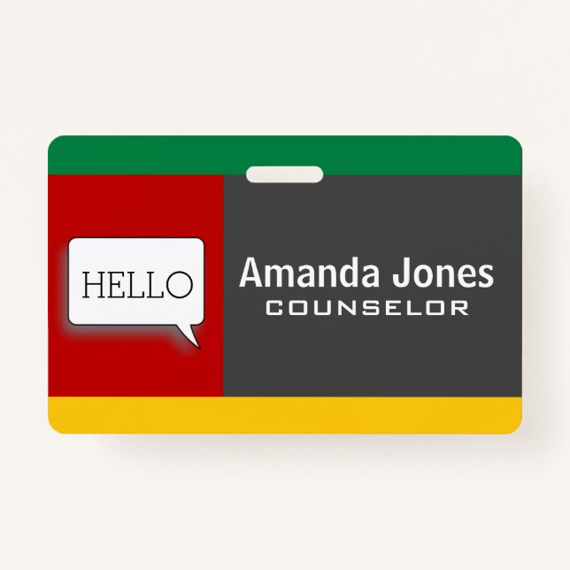 Cool Modern Colour Block Personalised Professional ID Badge (Front)
