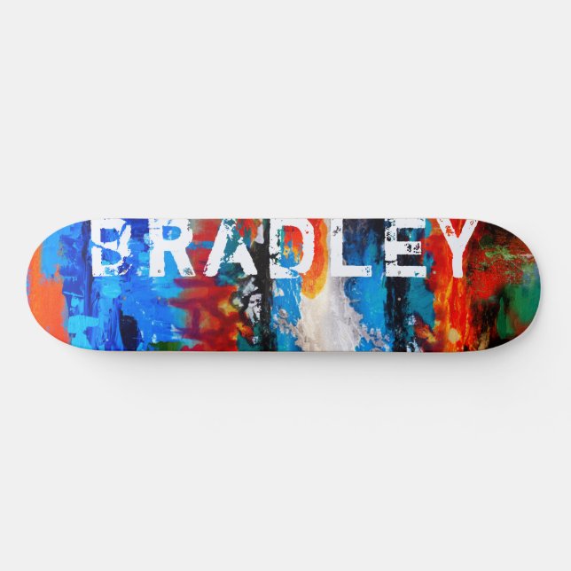 Cool Modern Colourful Abstract Custom Name  Skateboard (Horz)