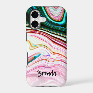 Cool Modern Colourful Marble Swirls Monogram