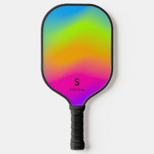 Cool Modern Colourful Neon Bright Rainbow Gradient Pickleball Paddle
