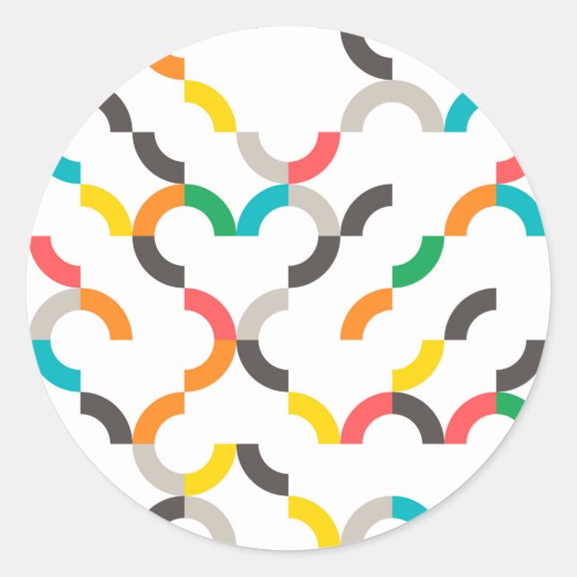 Cool, modern, colourful, trendy circular geometric classic round sticker (Front)