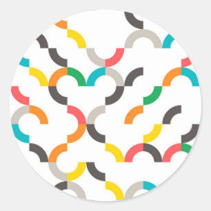 Cool, modern, colourful, trendy circular geometric classic round sticker