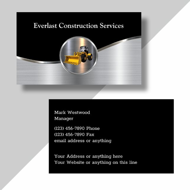Cool Modern Construction Service Business Card (Creator Uploaded)