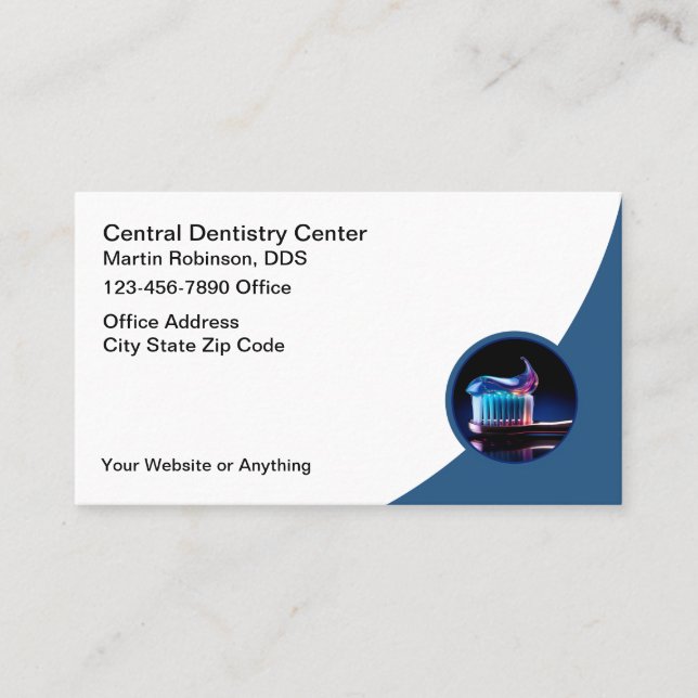 Cool Modern Dentist Office Business Cards (Front)