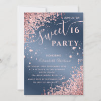 Cool modern diamond luxury rose gold sweet 16 invi