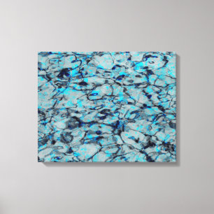 Cool, modern digital art of blue watercolor canvas print