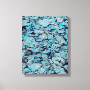 Cool, modern digital art of blue watercolor canvas print
