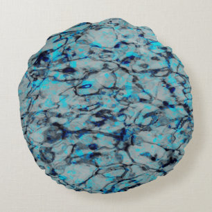 Cool, modern digital art of blue watercolor round cushion