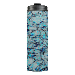 Cool, modern digital art of blue watercolor thermal tumbler