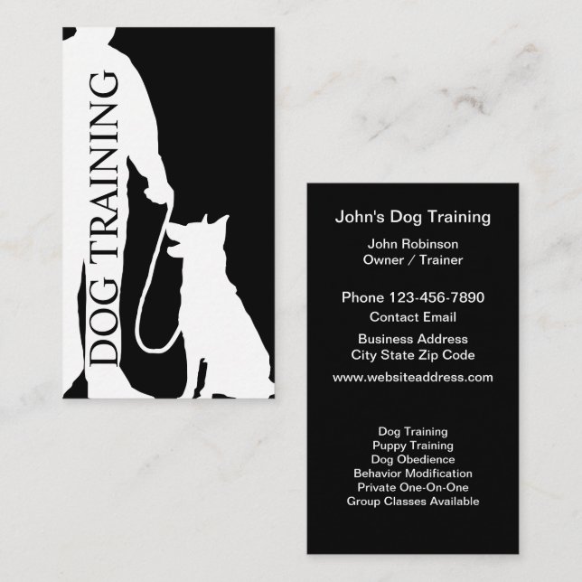Cool Modern Dog Training Business Cards Design (Front/Back)