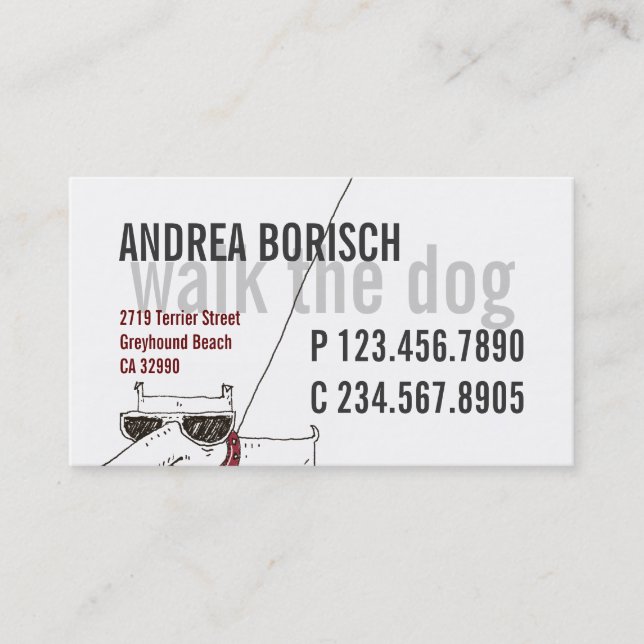 Cool Modern Dog Walker Business Card Template (Front)