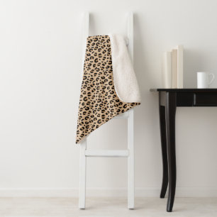 Cool modern elegant animal print leopard  sherpa blanket