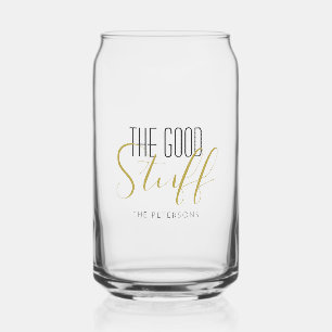 Cool Modern Elegant Good Stuff Gold Black Name Can Glass