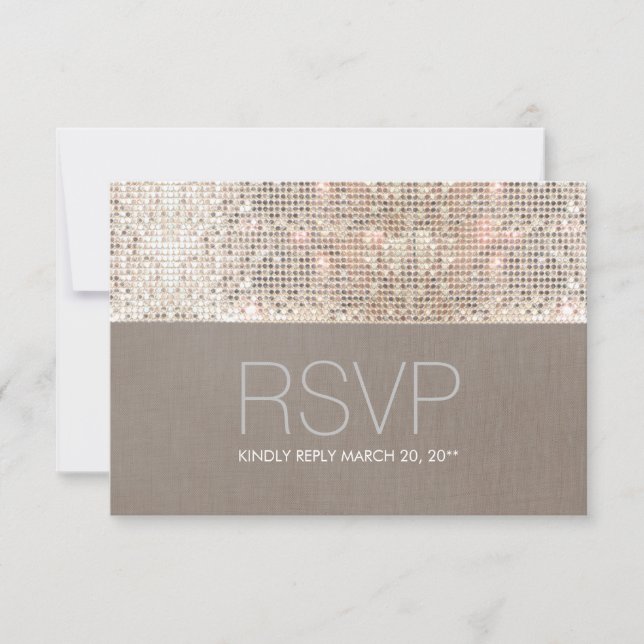 Cool Modern Faux Silver Sequins RSVP (Front)